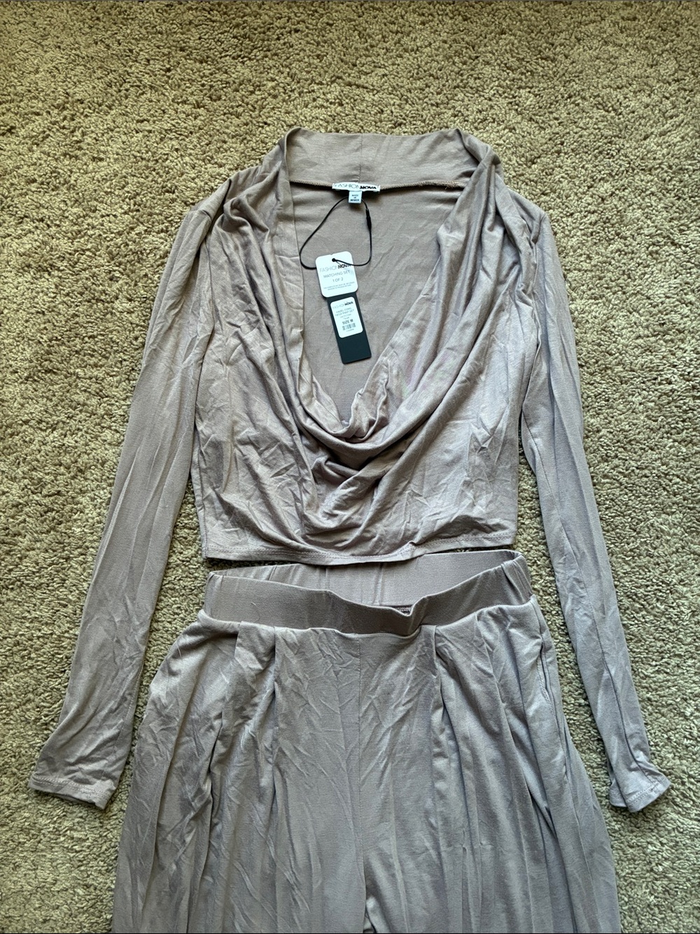 Cowl Neck Long Sleeve 2-piece in Mauve